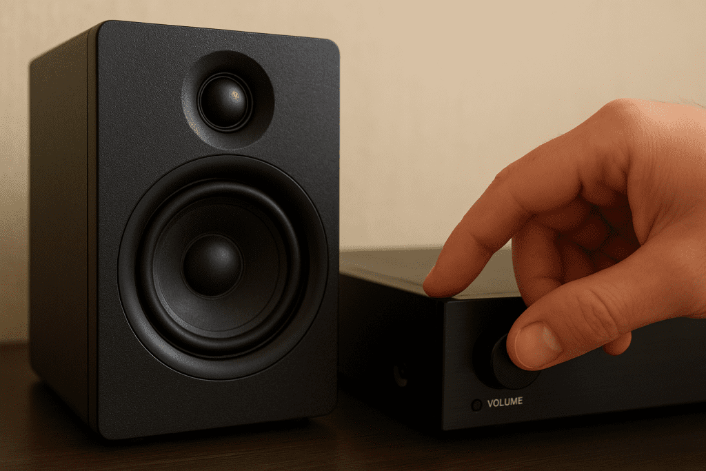 altavoz distorsiona volumen sonido solucion